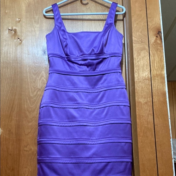 American Living Dresses & Skirts - Purple Bodycon Satin Midi Dress with Square Neckline Sexy Bridesmaid Elegant